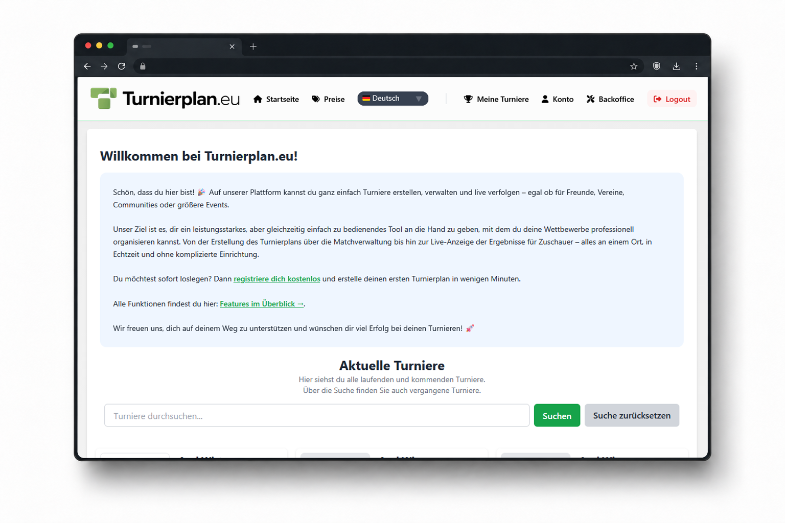 Web-App für Turnier- und Spielplanverwaltung
