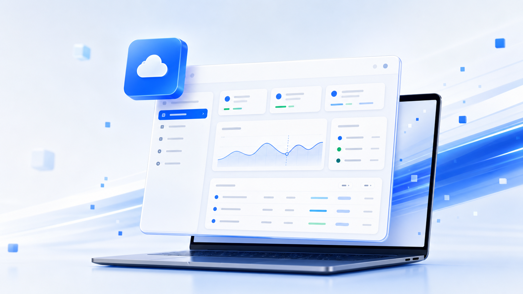 Cloud-Dashboard auf einem Laptop