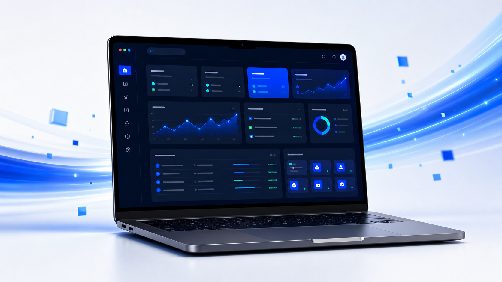 Desktop-Software als dunkles Dashboard